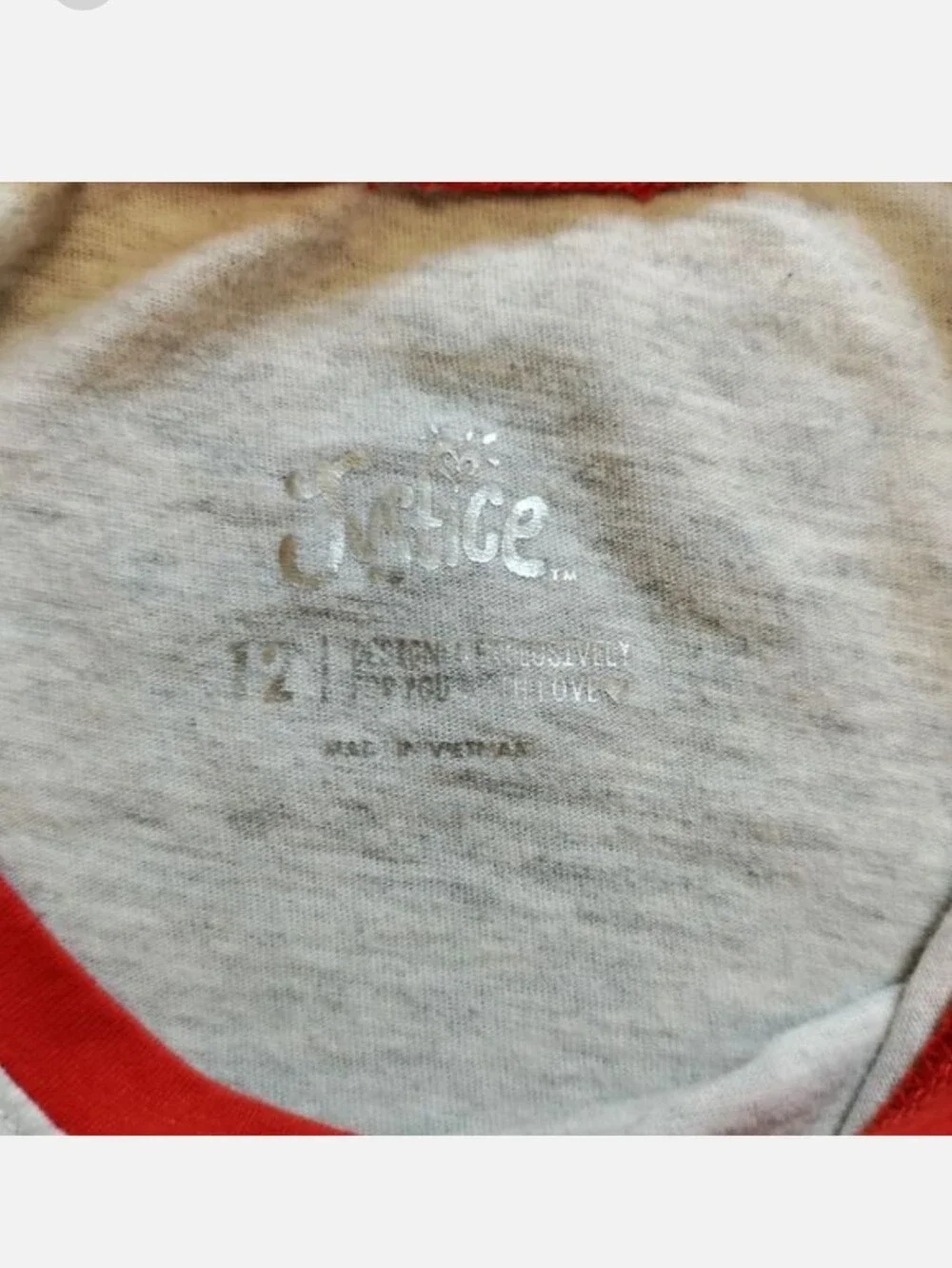 Justice lightweight long sleeve tee size 12 girls cream red